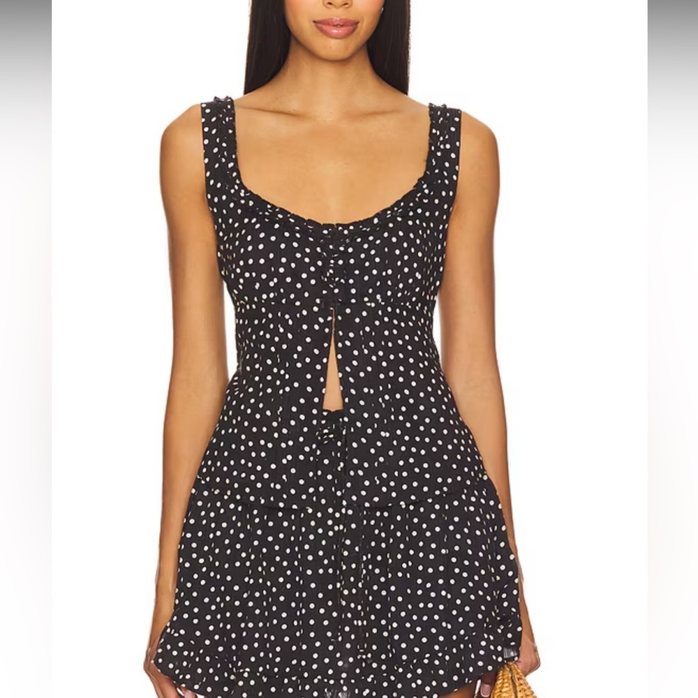 Free People Ellia Black Polka Dot Top Size S
